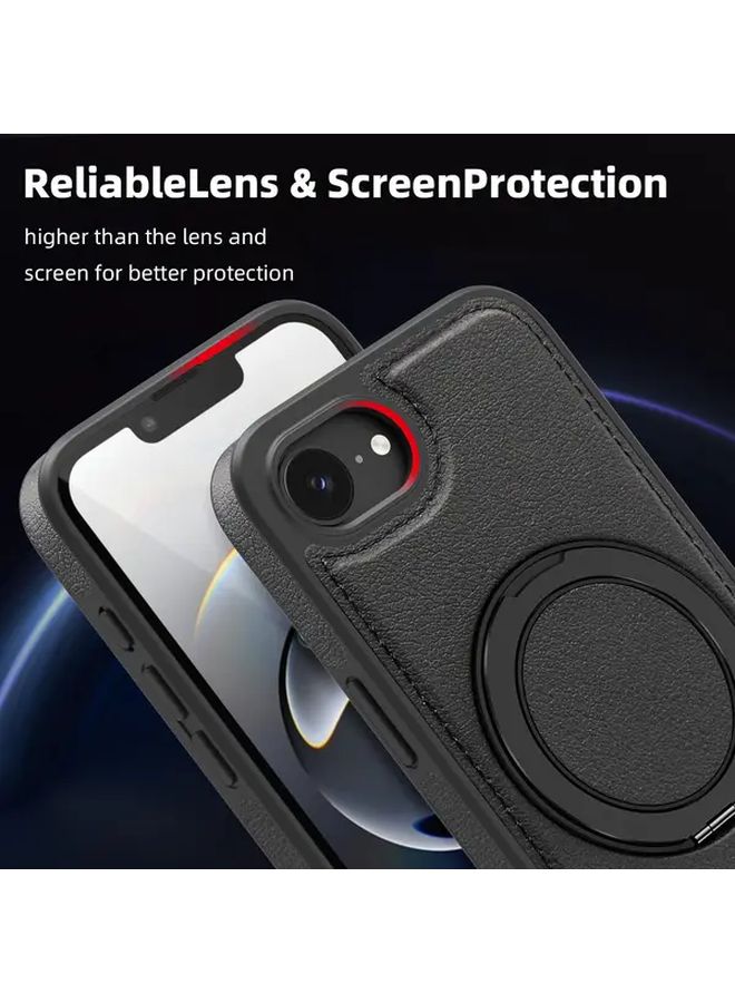 iPhone 16e Deep Blue Magnetic Phone Case with 360 Rotating Stand Anti Drop Design PU Material - Image 4